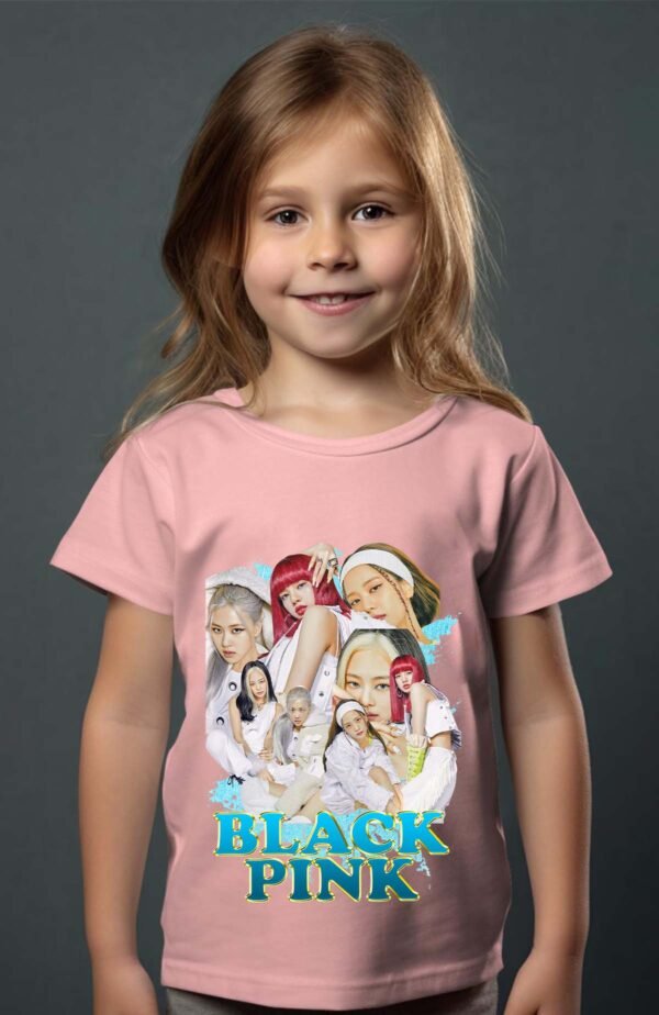 T-shirt Col Rond Fille - Black pink 8