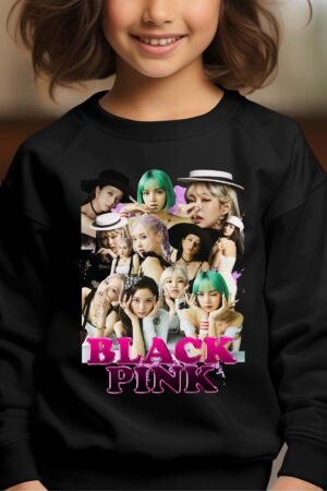 Sweat Col Rond Fille en Gros | Black pink 9