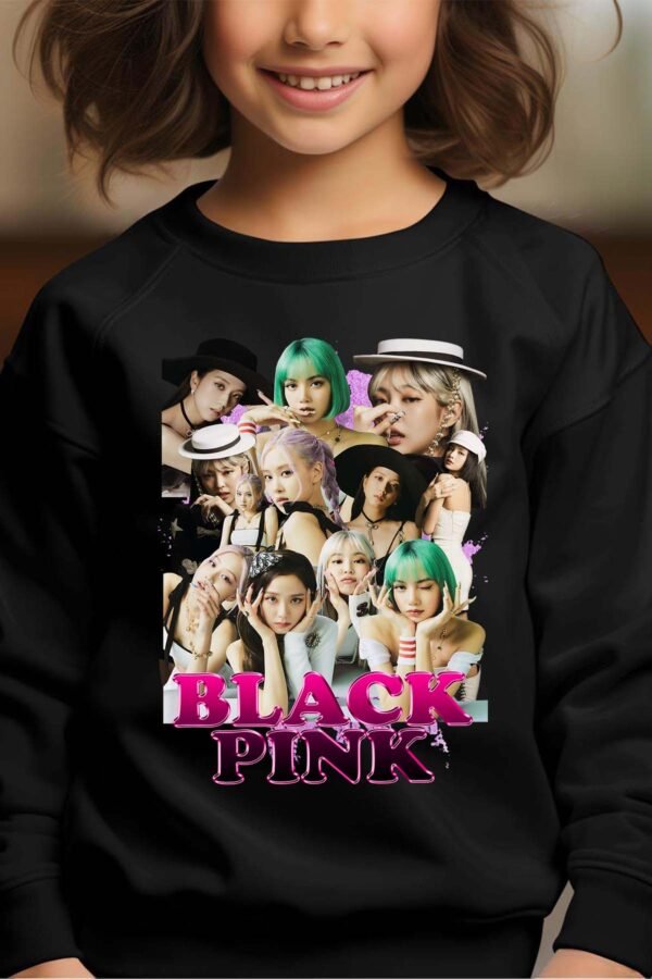 Sweat Col Rond Fille en Gros | Black pink 9