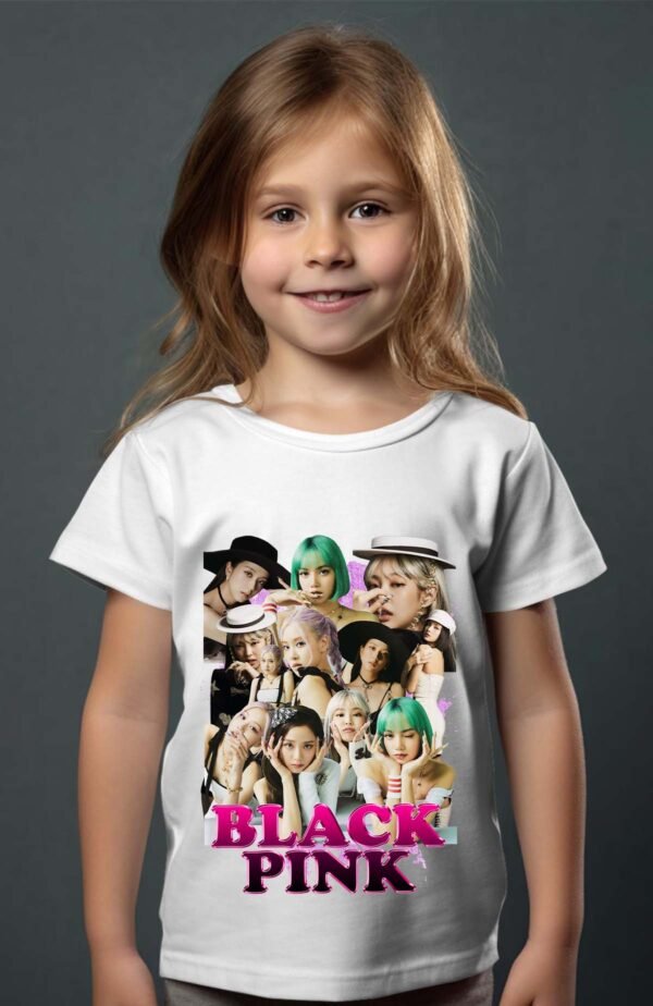 T-shirt Col Rond Fille - Black pink 9