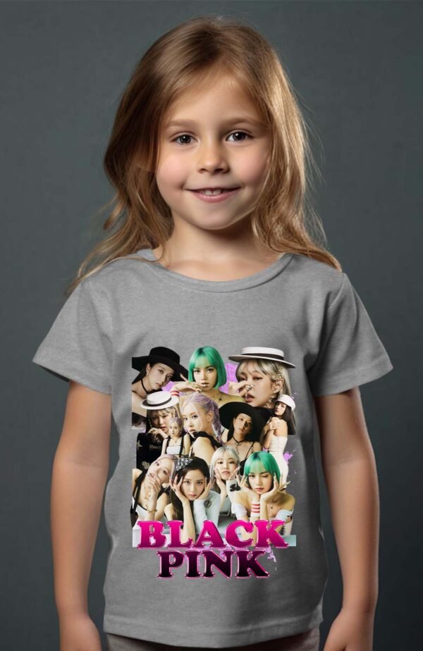 T-shirt Col Rond Fille - Black pink 9