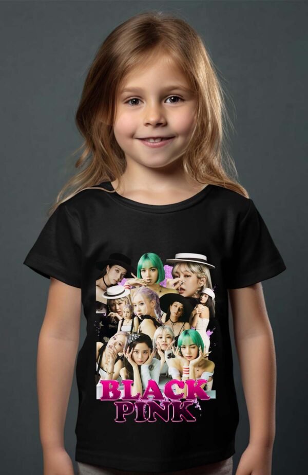 T-shirt Col Rond Fille - Black pink 9