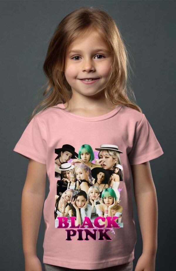 T-shirt Col Rond Fille - Black pink 9