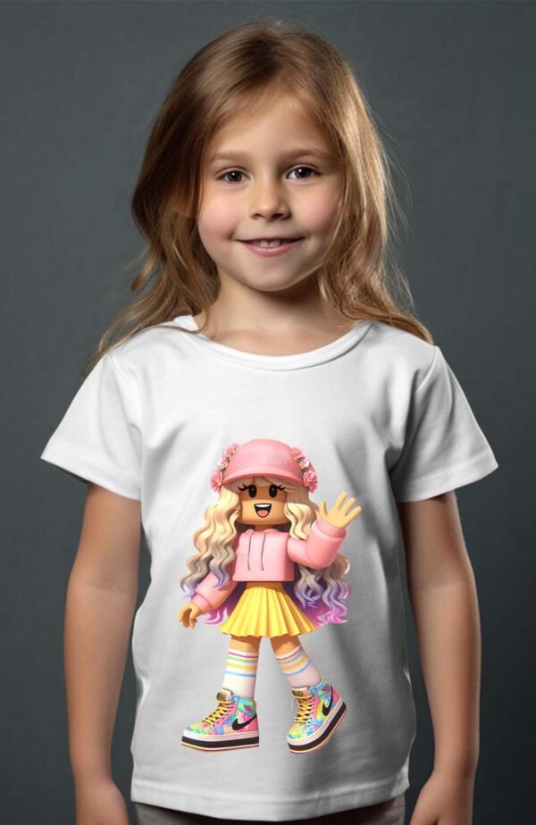 T-shirt Col Rond Fille - Blond roblox
