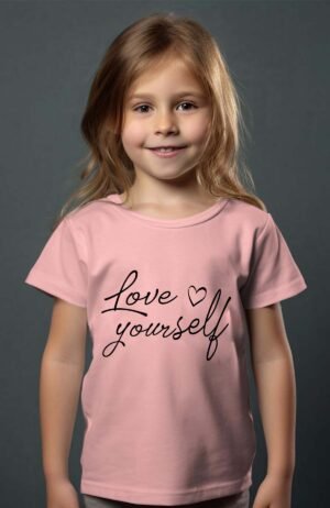 Love Yourself – Tshirt Fille – Rose