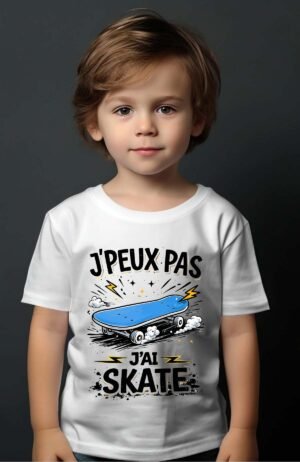 Peux pas… Skate Styl – Tshirt Garçon – Blanc
