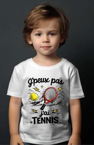 Peux pas… Tennis Styl – Tshirt Garçon – Blanc