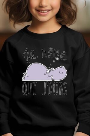 Sweat Col Rond Fille en Gros | Je rêve que j'dors