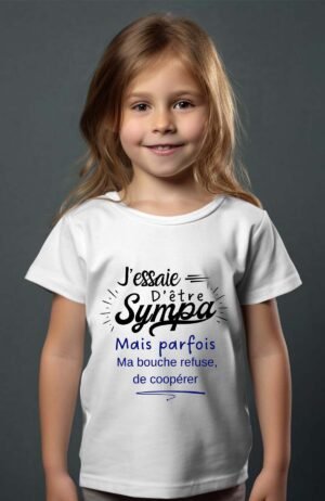 T-shirt Col Rond Fille - J'essaie d'être sympa