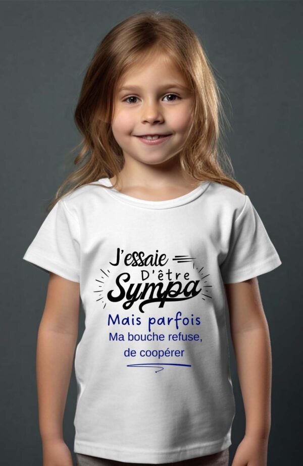 T-shirt Col Rond Fille - J'essaie d'être sympa