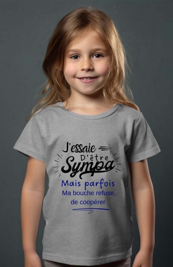 T-shirt Col Rond Fille - J'essaie d'être sympa
