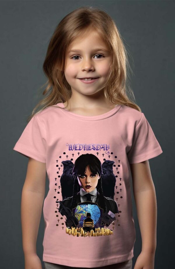 T-shirt Col Rond Fille - Wednesday affiche