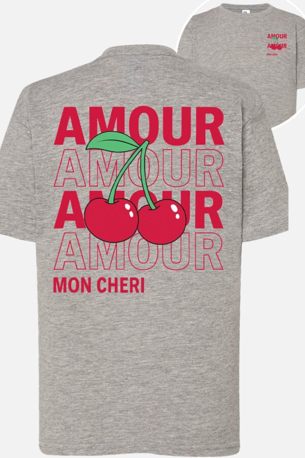 T-shirt Col Rond Fille - Amour cerise