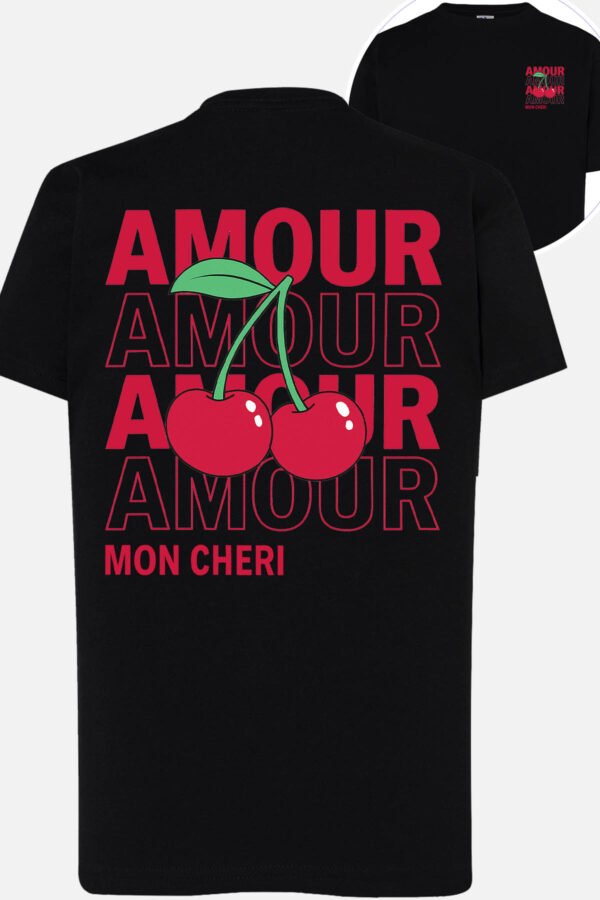 T-shirt Col Rond Fille - Amour cerise