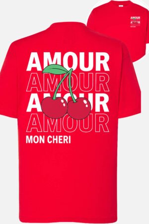 T-shirt Col Rond Fille - Amour cerise
