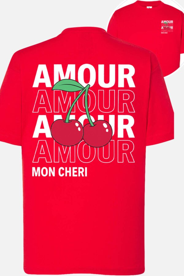 T-shirt Col Rond Fille - Amour cerise