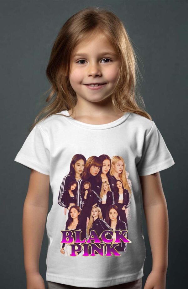 T-shirt Col Rond Fille - Black pink 7