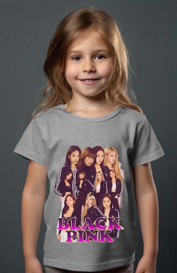 T-shirt Col Rond Fille - Black pink 7