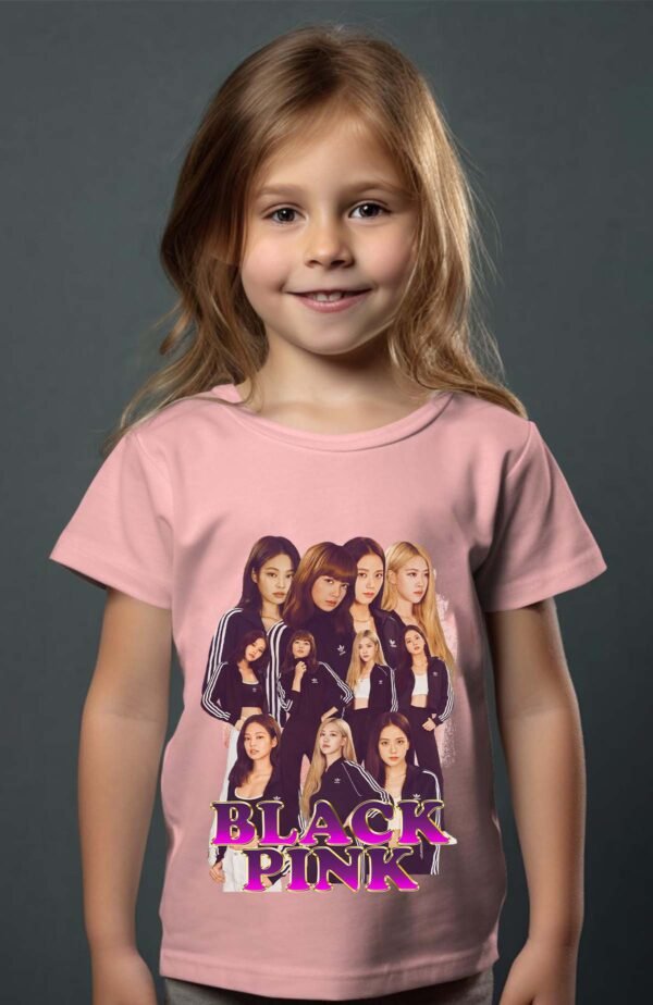 T-shirt Col Rond Fille - Black pink 7