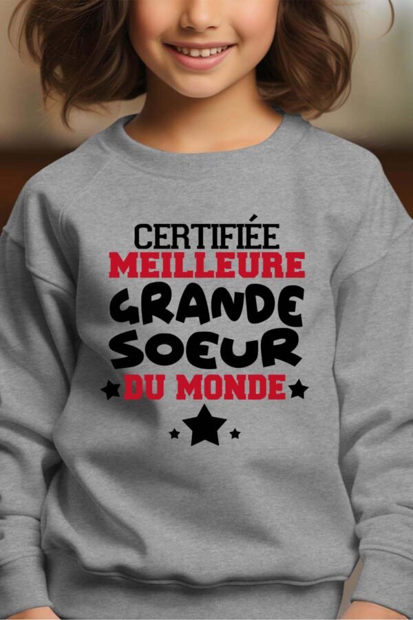 Sweat Col Rond Fille en Gros | Certifiée meilleure grande sœur du monde