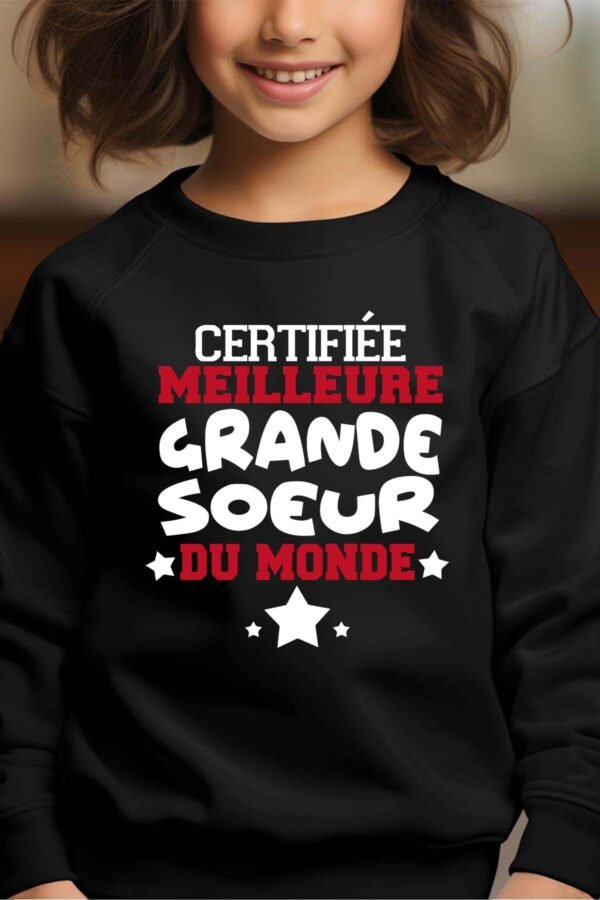 Sweat Col Rond Fille en Gros | Certifiée meilleure grande sœur du monde