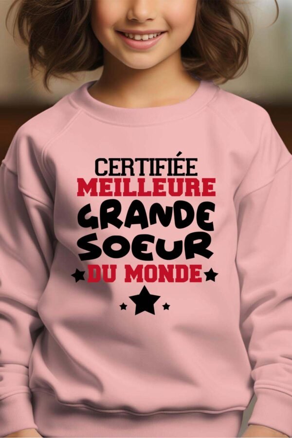 Sweat Col Rond Fille en Gros | Certifiée meilleure grande sœur du monde