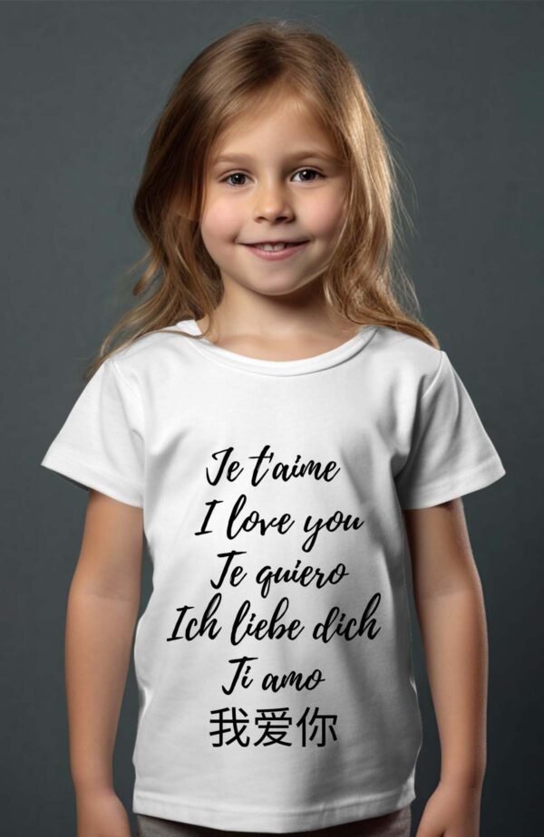 T-shirt Col Rond Fille - Je t'aime multi