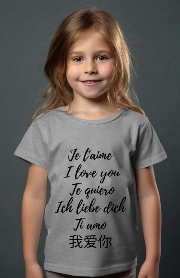 T-shirt Col Rond Fille - Je t'aime multi