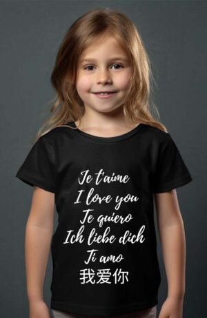 T-shirt Col Rond Fille - Je t'aime multi