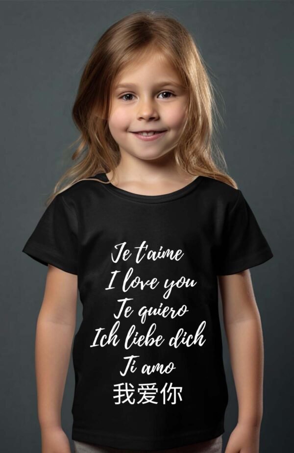 T-shirt Col Rond Fille - Je t'aime multi