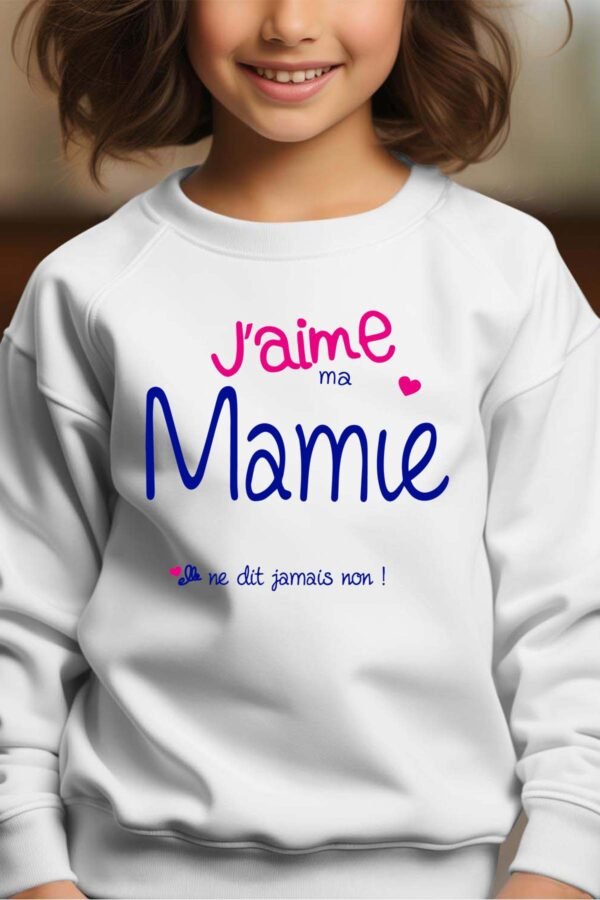 Sweat Col Rond Fille en Gros | J'aime ma mamie elle ne dit jamais non