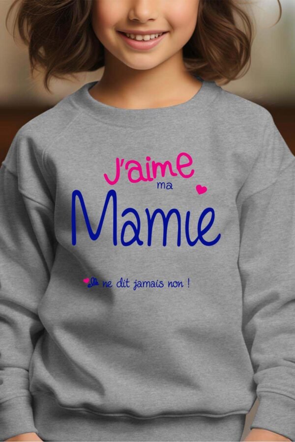 Sweat Col Rond Fille en Gros | J'aime ma mamie elle ne dit jamais non