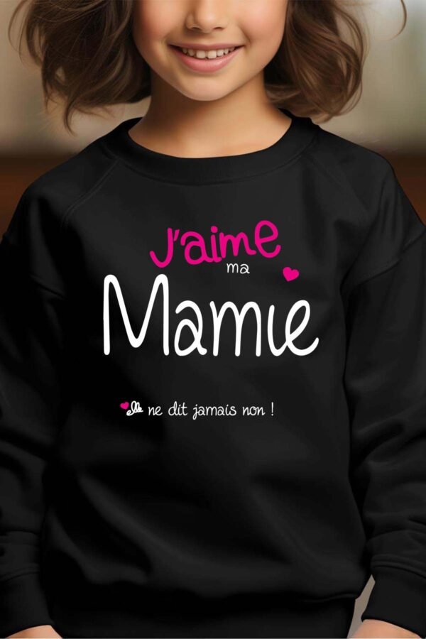 Sweat Col Rond Fille en Gros | J'aime ma mamie elle ne dit jamais non