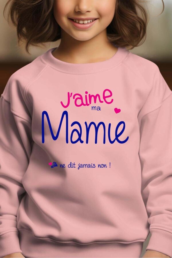 Sweat Col Rond Fille en Gros | J'aime ma mamie elle ne dit jamais non