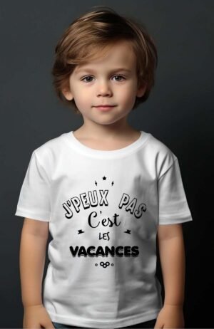 peux pas C vacances – Tshirt Garçon – Blanc