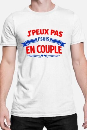 peux pas en couple – Tshirt Homme – Blanc