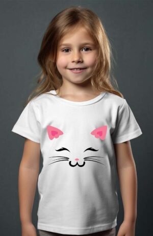 pink face cat – Tshirt Fille – Blanc