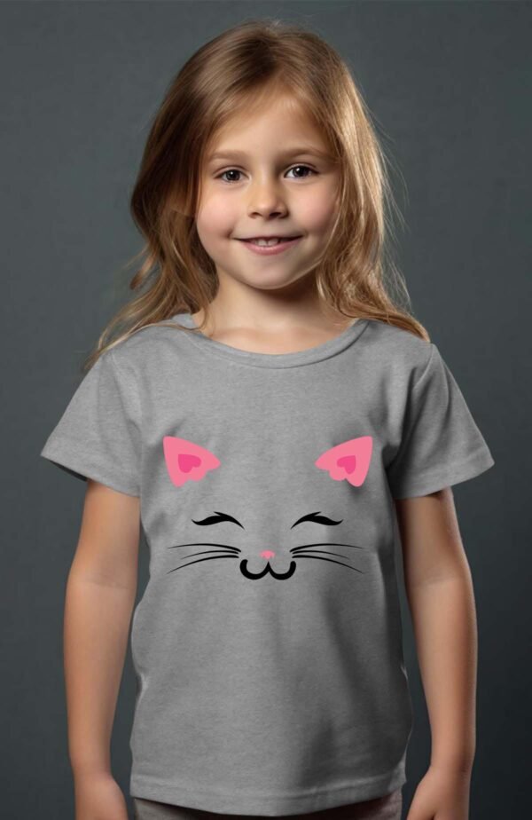 T-shirt Col Rond Fille - Pink face