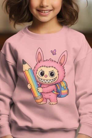 school lab – Sweat Col Rond Fille – Rose