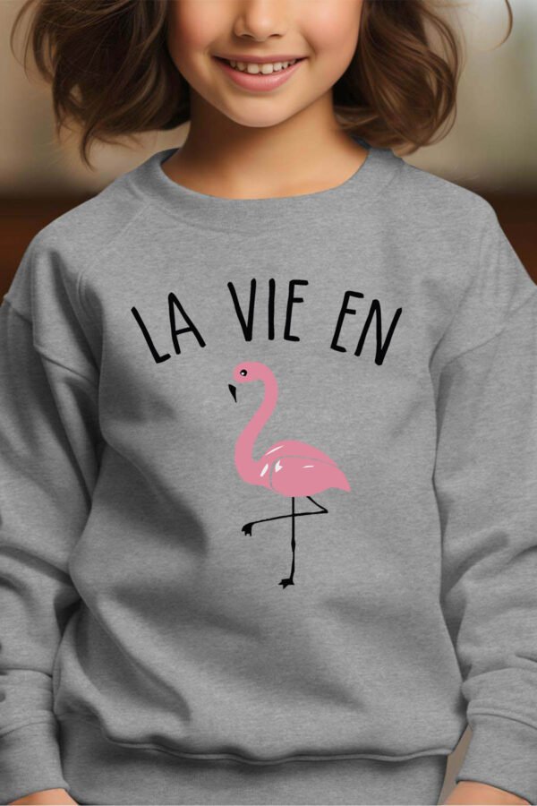 Sweat Col Rond Fille en Gros | La vie en flament rose