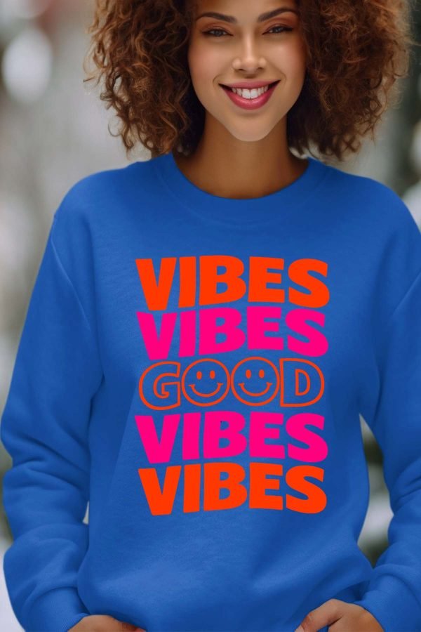 Sweat Col Rond Femme en Gros | 4 Vibes Good v2