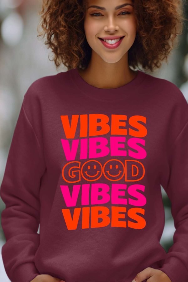Sweat Col Rond Femme en Gros | 4 Vibes Good v2