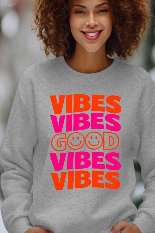 Sweat Col Rond Femme en Gros | 4 Vibes Good v2