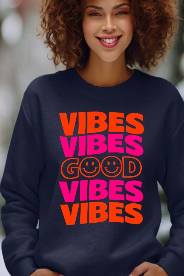 Sweat Col Rond Femme en Gros | 4 Vibes Good v2