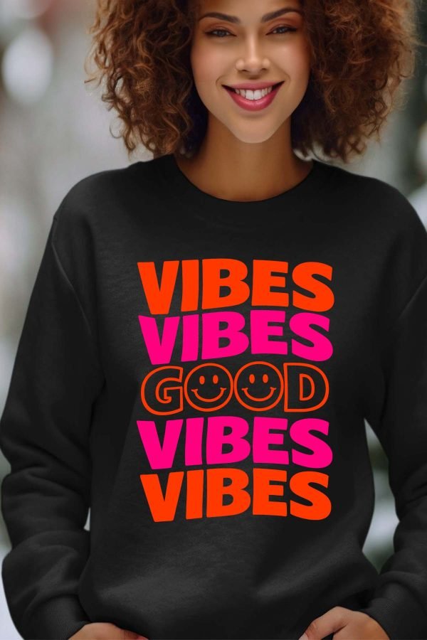 Sweat Col Rond Femme en Gros | 4 Vibes Good v2