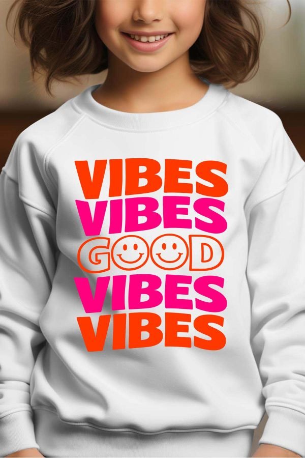 Sweat Col Rond Fille en Gros | 4 Vibes Good v2