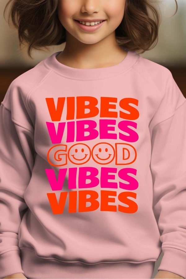 Sweat Col Rond Fille en Gros | 4 Vibes Good v2