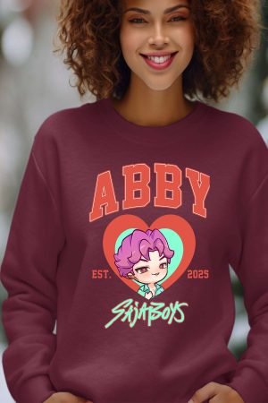 Abby coeur Saja – Sweat Col Rond Femme – Bordeaux