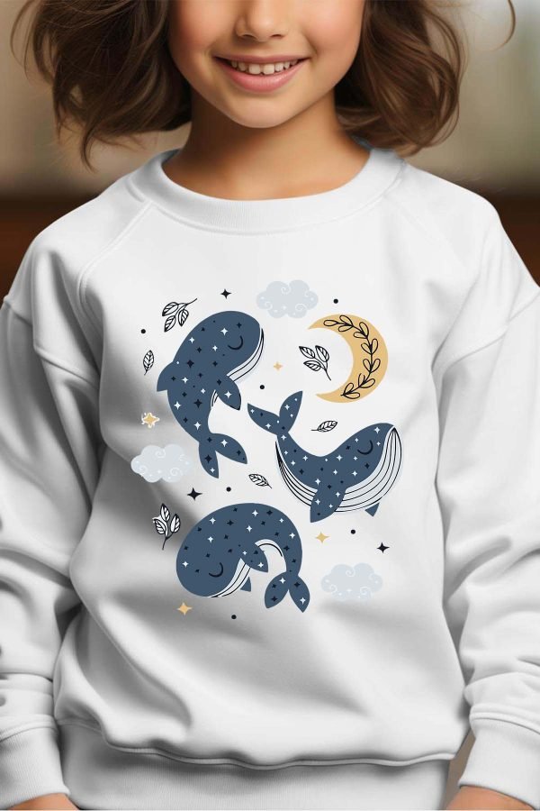 Sweat Col Rond Fille en Gros | Baleine moon
