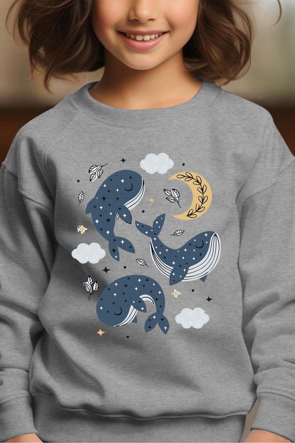 Sweat Col Rond Fille en Gros | Baleine moon